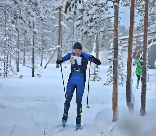 Isak Lundholm, Umeå OK, under förra årets testtävlingar i Arvidsjaur. I helgen får han tävla på hemmaplan i Umeå.