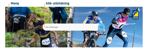 Menyn och sökfältet i utbildningsportalen