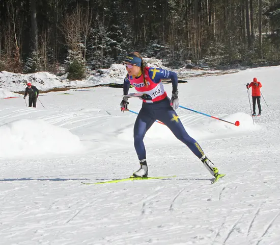 Magdalena Olsson vann masstarten som avslutade världscuptävlandet i Tyskland. Bilden dock från fredagens sprint.