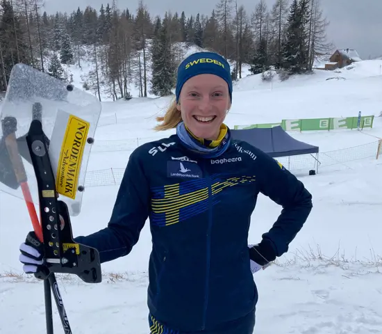 Linda Lindkvist med ett stort leende efter tre raka segrar på världscupen i Österrike.