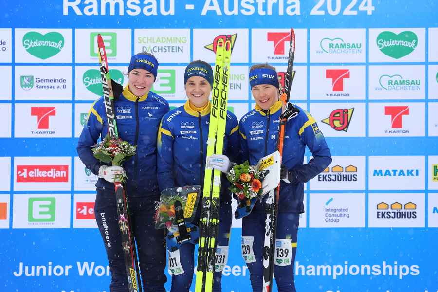 Medaljtrion: Elin Schagerström, Magdalena Olsson och Tove Alexandersson. Bild: Johan Trygg.