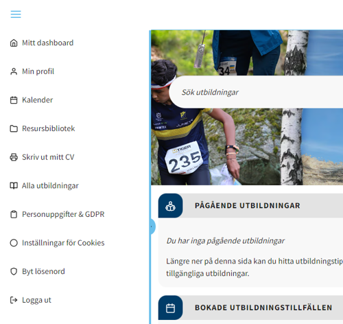 Menyalternativ byt lösenord i utbildningsportalen